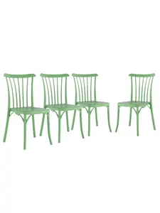212 MAIN 22 in. Green Heavy Duty Plastic Outdoor Stacking Dining Chairs - Set of 4, Stackable Chair Set