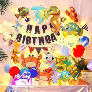 SURUIHK Viral Under The Sea Party Balloons Set 15Pcs Starfish Octopus Seahorse for Kids Birthday Party Decorations & Marine Animal Themed Events