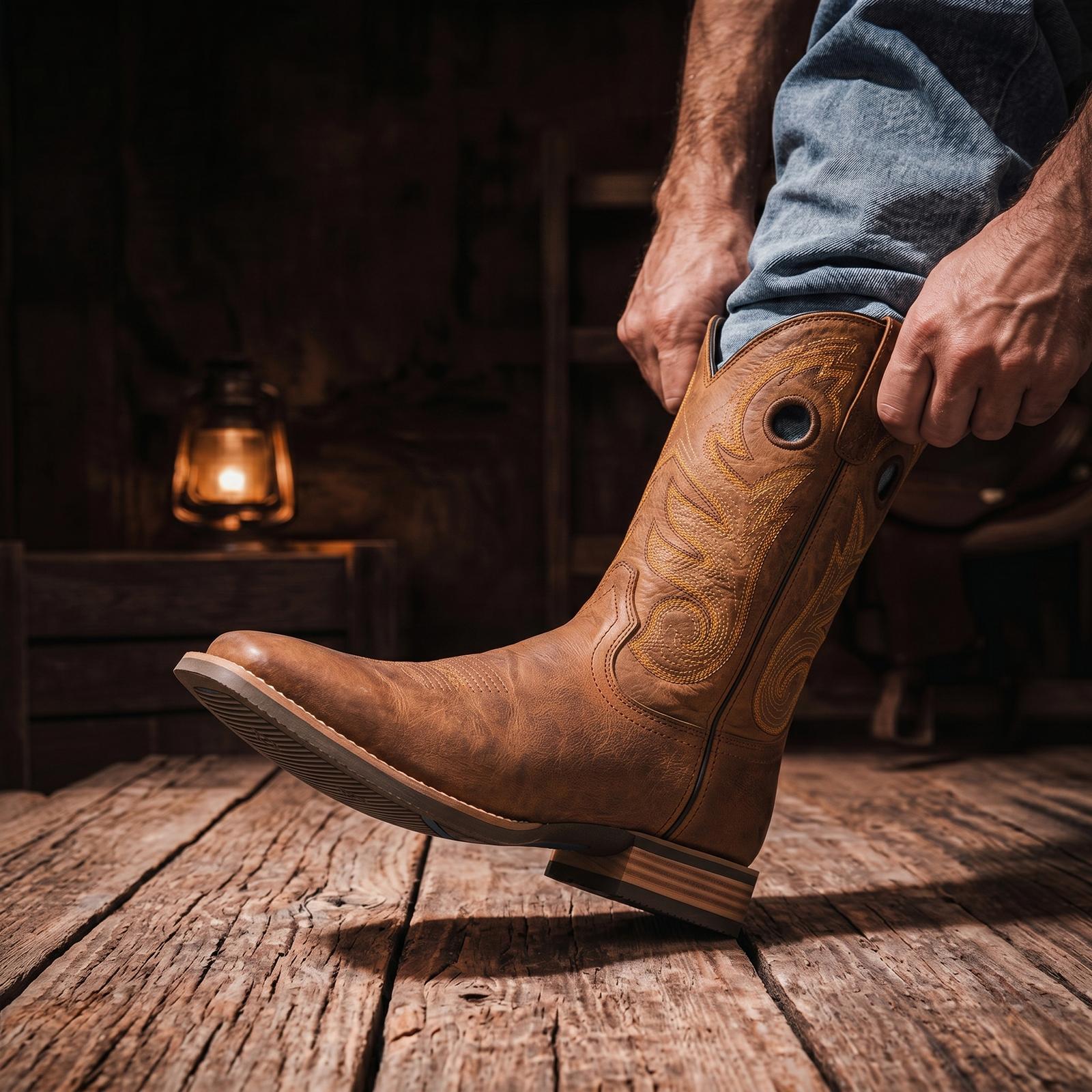 【Genuine Leather】Palitutu Hand Painted Western Cowboy Boots, Full Grain Cowhide Upper & Shaft, 4-Layer Composite Sole boot,Sport Outdoor Western Boot(PLT103614) summerwins