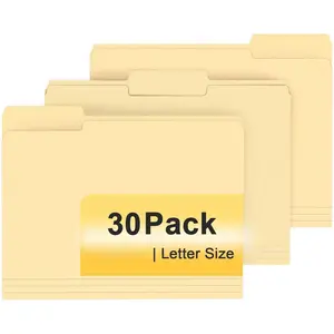 File Folder,  30 Pack File Folder, 1/3 Cut Tab, Letter Size, Filing Folder for Office School Business, Manila