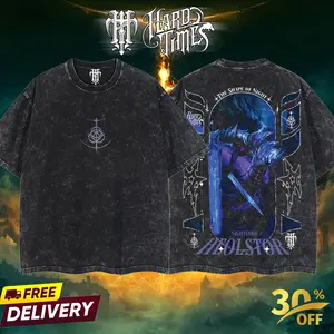HardTimesClothing Heolstor Nightlord Elden Ring Boss Nightreign Retro Vintage Unisex Oversize Anime Manga Acid Washed Heavyweight Cotton T-shirt, Anime Merch, Gift For Anime Fan. Menswear Oversized