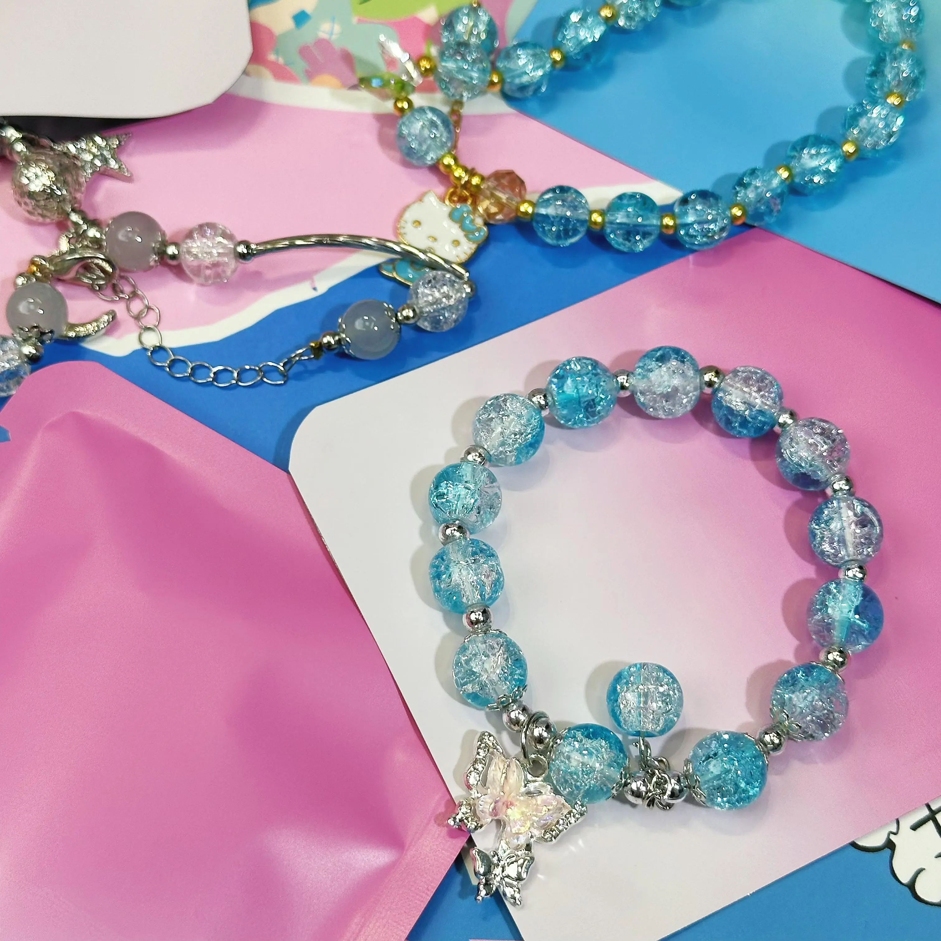 Glass Bead Assortment Bracelet for Female, Cute and Beautiful Limited Ed. Arm Candy, Well-Designed Fashion Jewelry, Arm Candy Accessories, Bracelet Stacking, Limited Edition, Beaded