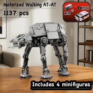 1137 Pcs Motorized Walking At-At Building Block Toy Set, Motorized Functionality, Detailed Design, Detailed Construction, Durable Material, Perfect Gift for Kids