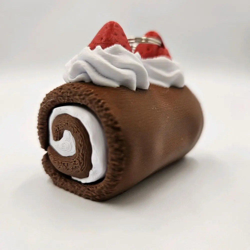 Strawberry Swiss Roll Clicker Keychain – Satisfying Fidget Toy (3D Printed)