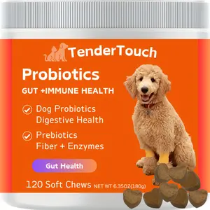120 Chews - (1 Pack x 180g/6.35oz) 180g/6.35oz - TenderTouch Probiotics for Dogs, Dog Probiotics for Digestive Support, Digestive Enzymes Promotes Gut Health, Immunity Health, Prebiotics and Probiotics, Supplement Soft Chew