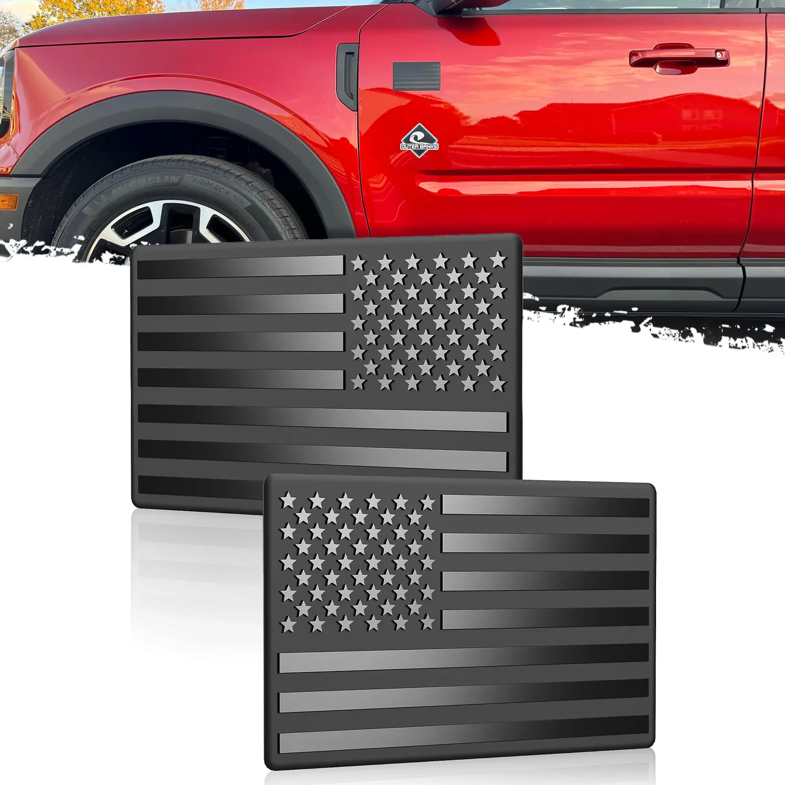 DIBMS 2 PCS 3D Metal American Flag Emblem Decals (5"x3", Matte Black, 3 USA Regular Orientation) for Cars, Trucks, SUVs | Auto Accessories, Accessories for Car