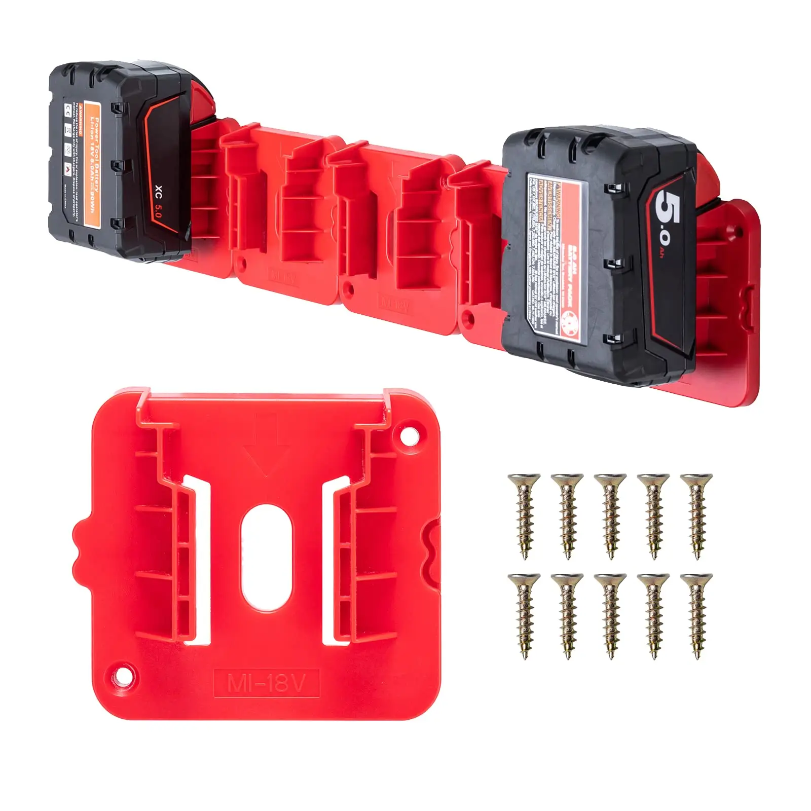 Battery Holder For Milwaukee 18V Battery, Hanging Rack With Screw For M18 Battery, Tool Organizer For Home & Office