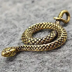 2Pcs Anime Themed Antique Brass Snake Sculpture - Handmade, No Power Needed, Delicate Texture For Home/Car/Office Decor