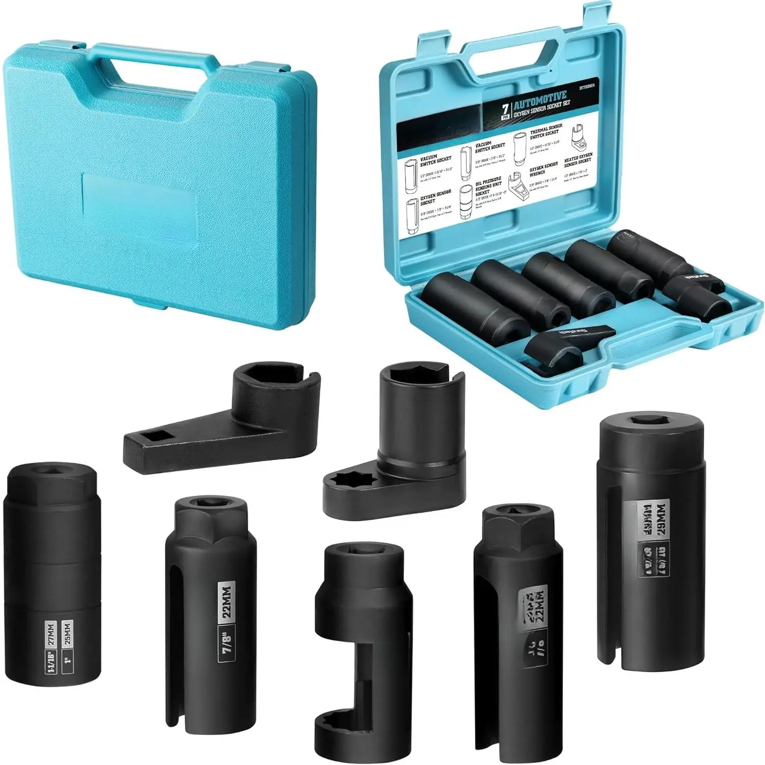 O2 Oxygen Sensor & Oil Pressure Socket Set, 1/2" 3/8" Drive x 22mm (7/8") 27mm 29mm Oxygen Socket Wrench, O2 Sensor Remover Removal Tool