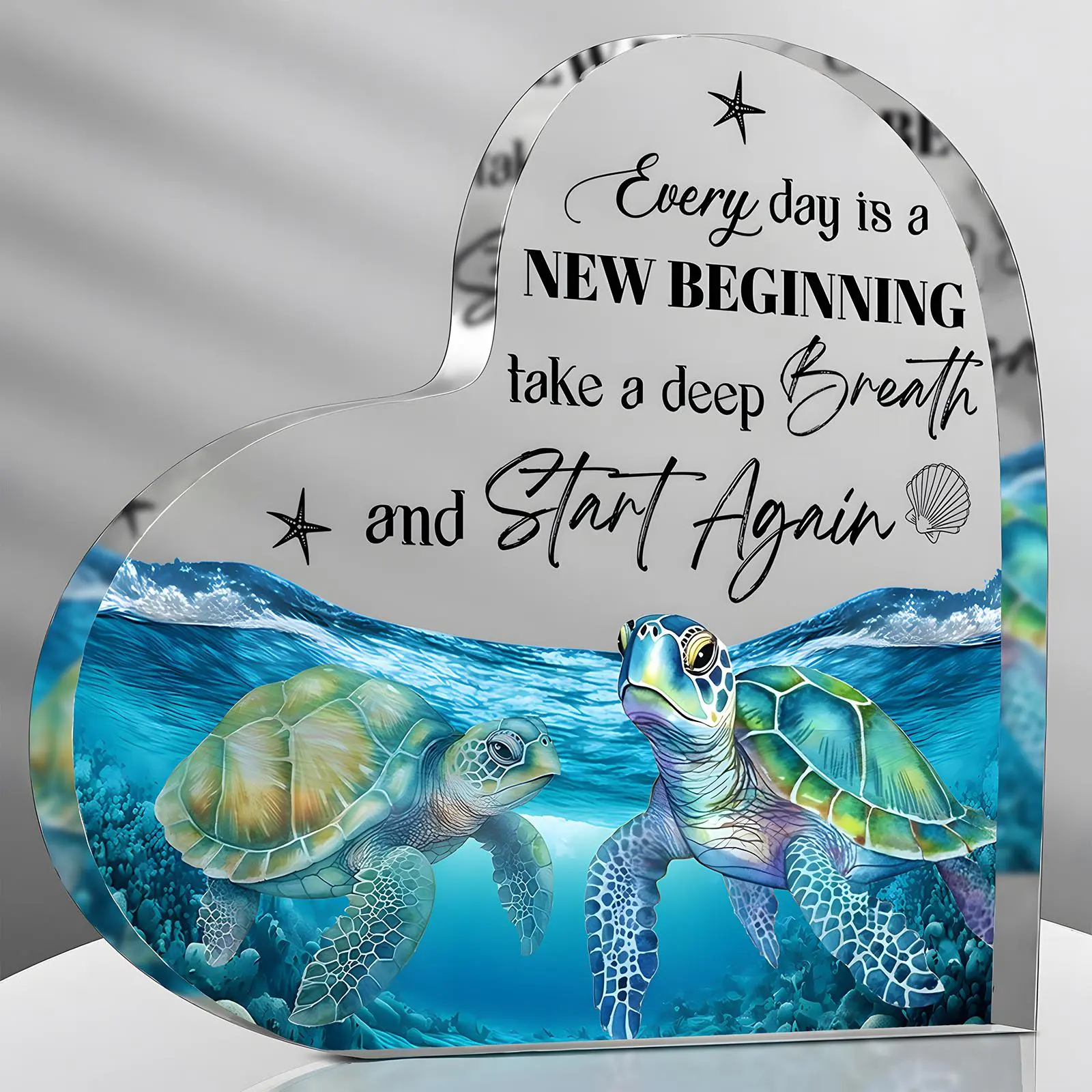 Turtle Pattern Acrylic Desktop Ornament, Ocean Themed Decorative Plaque, Novelty Decor, Home Decoration, Home Decor for Living Room Bedroom Office, Gift for Friend & Family, Halloween, Home Decor Products