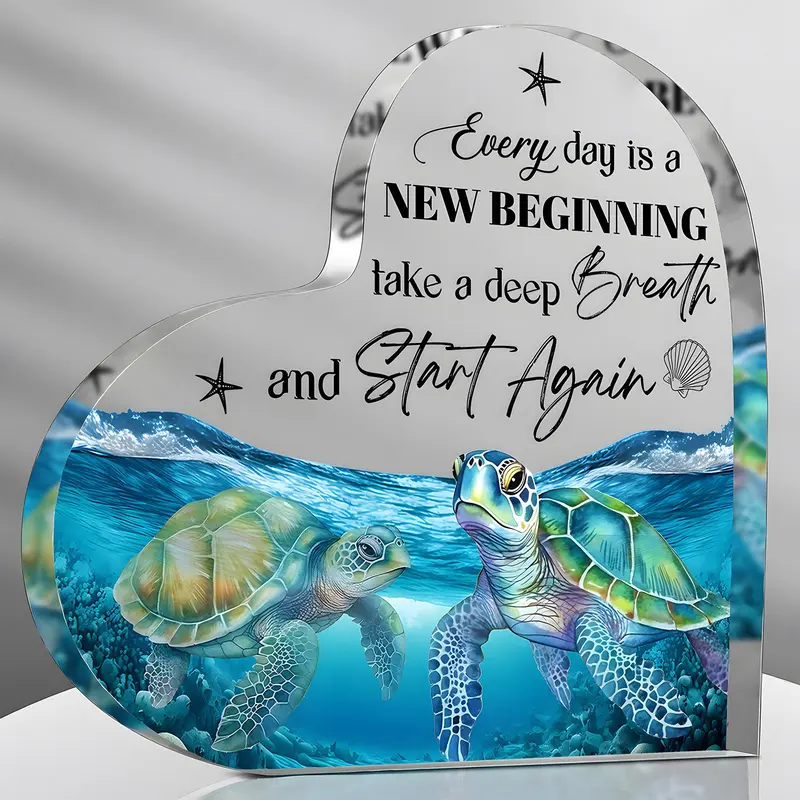 Turtle Pattern Acrylic Desktop Ornament, Ocean Themed Decorative Plaque, Novelty Decor, Home Decoration, Home Decor for Living Room Bedroom Office, Gift for Friend & Family, Halloween, Home Decor Products