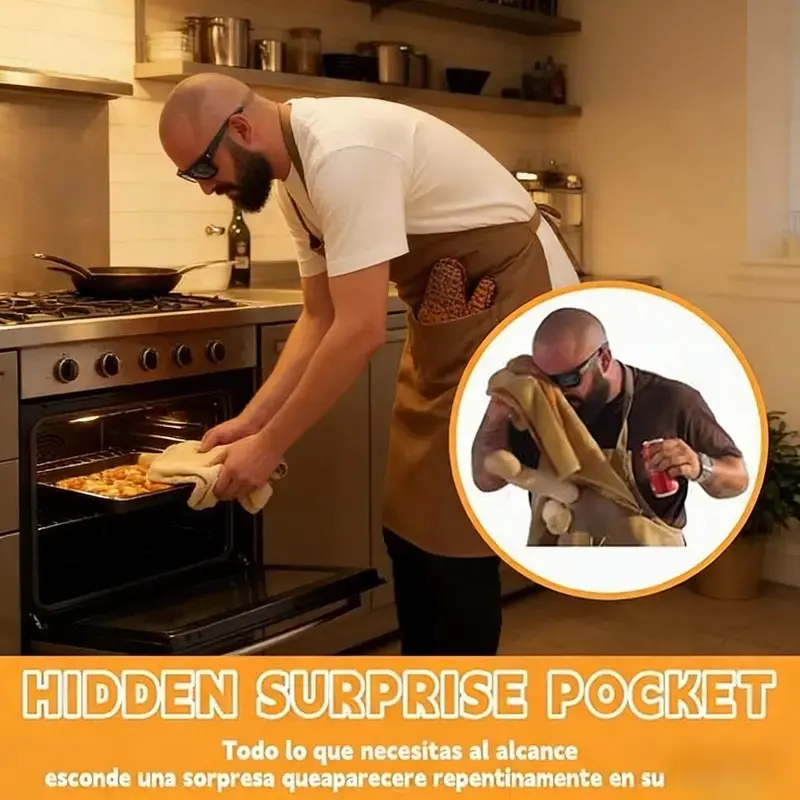 Chef's Prank Apron with Hidden Pocket - Funny Cooking Accessory Gag Gift for Men - Ideal for Humor and Surprise - Fun Kitchen Accessory with Hidden Pocket Feature, Aprons With Pockets, Funny Aprons