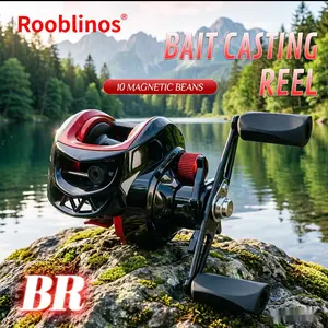 Rooblinos Premium Baitcasting Fishing Reel, 10+1 Ball Bearings, 17.6LB Max Drag Power, Adjustable Magnetic Brake System, Durable Metal Spool, for Bass, Trout, Inshore & Offshore Saltwater Fishing, Fishing Tackle, Outdoor Fishing Equipment