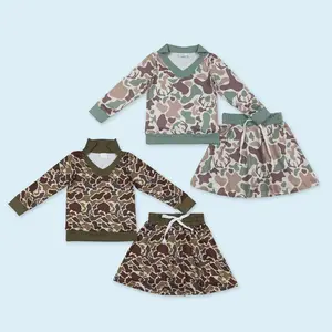 Camouflage Pullover top matching skirt girls hunting season outfit