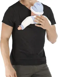 Mens Dad Shirts Baby Carrier Shirt Short Sleeve Skin to Skin New Dad Gifts T-Shirt with Pocket