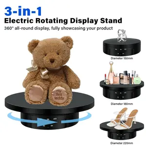 3 Speeds Electric Rotating Visualizer 360° Turntable Regulation USB Charge Display Stand Cosmetic Shelf For Video Shooting Prop Jewelry Shoes（18650 batteries are not included）