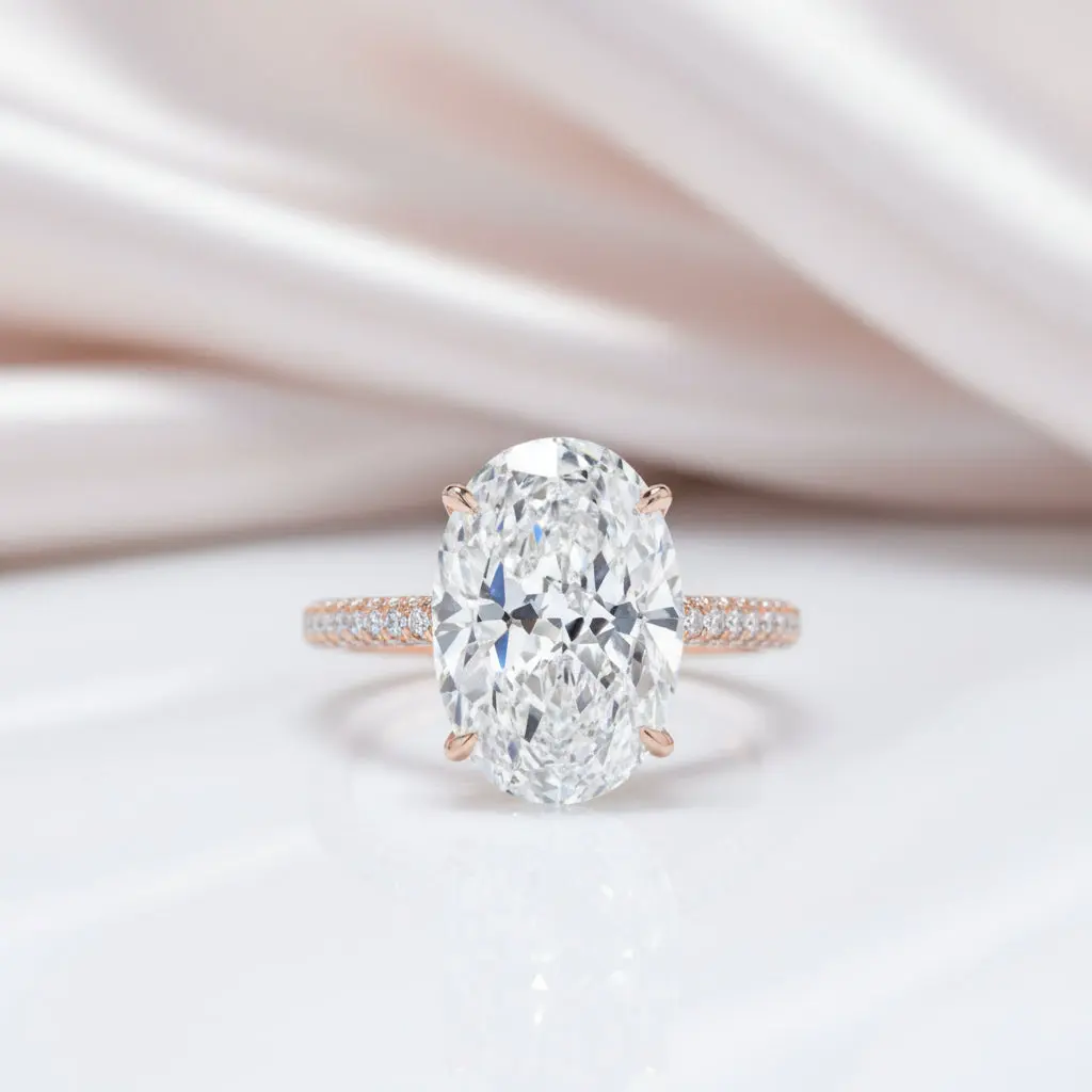 8.0 ct Oval Cut Diamond Option Hidden Halo Engagement Ring