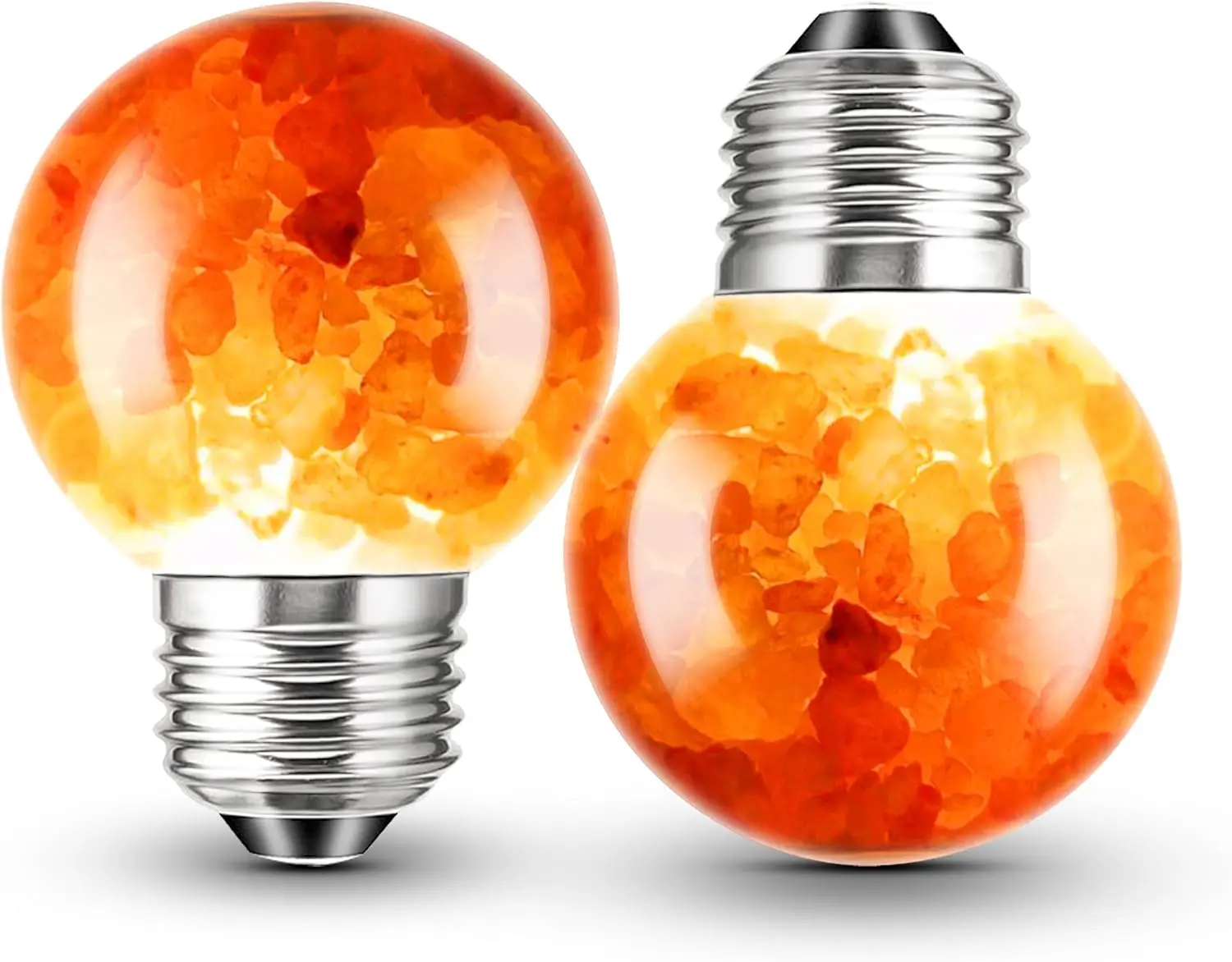 Himalayan Salt Lamp LED Light Bulbs, E26 2200K Warm Amber Pink, 3W Mood Lighting Night Light, E26 G45 Salt Rock Stress Relief Bulbs for Bedroom, Decor, Sleep Light, Non-Dimmable, 2pack