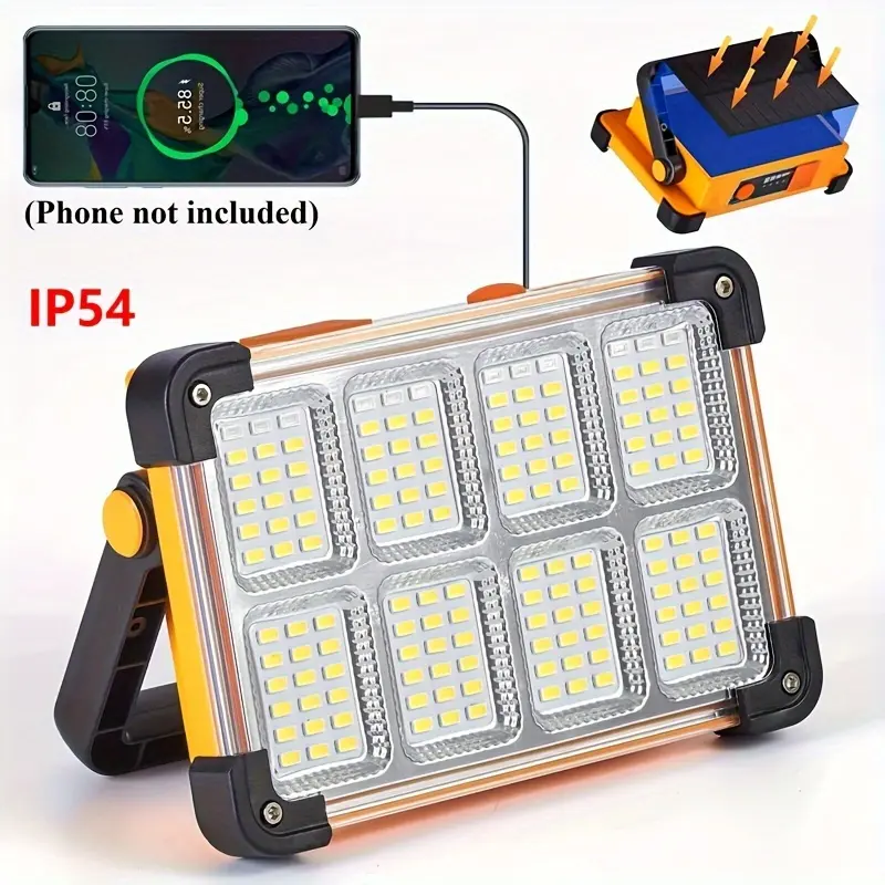 1PC Rechargeable LED Handheld Portable Spotlight - High-Power Super Bright LED Worklight Spotlight, Adjustable Brightness, USB or Solar Charging, Handheld Portable Spotlights, Rechargeable High-Power Spotlights