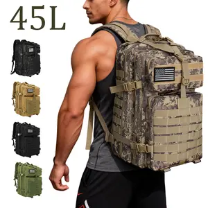 Wolt Tactical 45L Laptop Backpack Rugged Military Commuter Bag for Men Waterproof Assault Pack with Padded Tech Compartment Multi-pocket MOLLE Bag for Work School & Travel