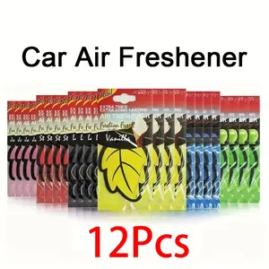 Set of 12 Natural Car Air Fresheners | Tea Paper Air Freshener | Durable Odor Eliminator for Vehicle Interior, Available in 6 Scents (Vanilla, Lavender, Green Tea, And More), Perfect for Christmas Gifts, Car Fragrance