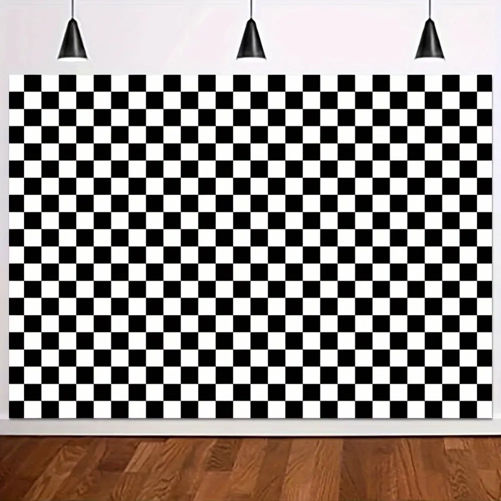 2D Checkerboard Racing Photography Backdrop for Birthday Parties, Outdoor Decorations, Versatile Banner for Events and Entrances, No Power Required