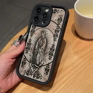 Black Virgin Mary Pattern TPU Anti-Fall Full Coverage Precision Protective Case for iPhone 17/8/X/Xs/Xr/Xs Max/11/12/13/14/15/16Pro Max