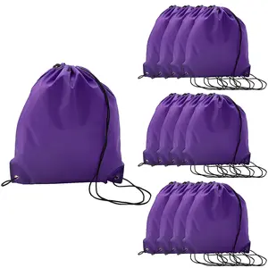 12 3/4" x 15 1/2" Large Purple Drawstring Bags - 12 Pc.
