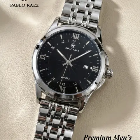Men's Business Fashion Round Dial Analog Quartz, Fashion Watch for Party, Daily Clothing Decor, Trendy All-match & Exquisite Watch for Birthday Gift with Box Quartz Wrist Watch