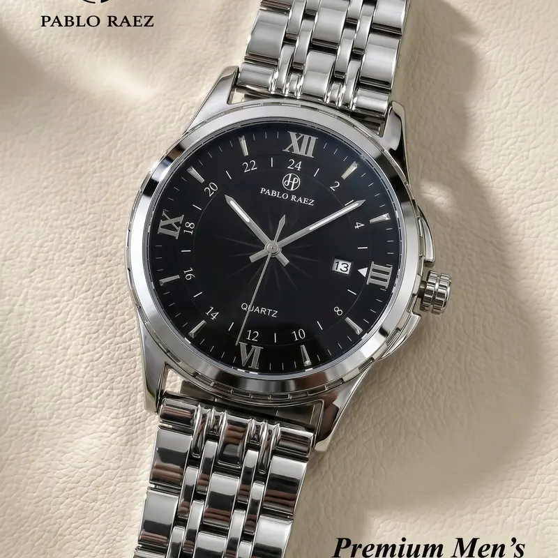 Men's Business Fashion Round Dial Analog Quartz, Fashion Watch for Party, Daily Clothing Decor, Trendy All-match & Exquisite Watch for Birthday Gift with Box Quartz Wrist Watch