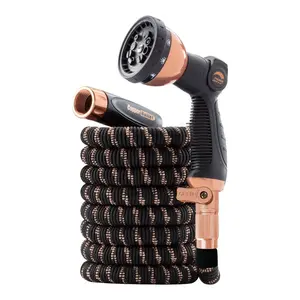 As Seen on TV 50' Pocket Hose Copper Bullet Thumb Spray Nozzle Black Expandable Hose