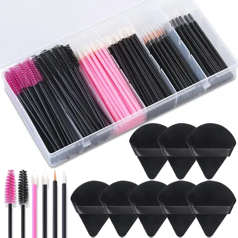 [Summervibes] A Set of 248 Pcs Disposable Makeup Applicators with Triangle Puffs,Mascara Wands,Lip/Eyeliner Brushes,Disposable Makeup Applicator Kit for Makeup Artist Supplies,Hand Tools Kits