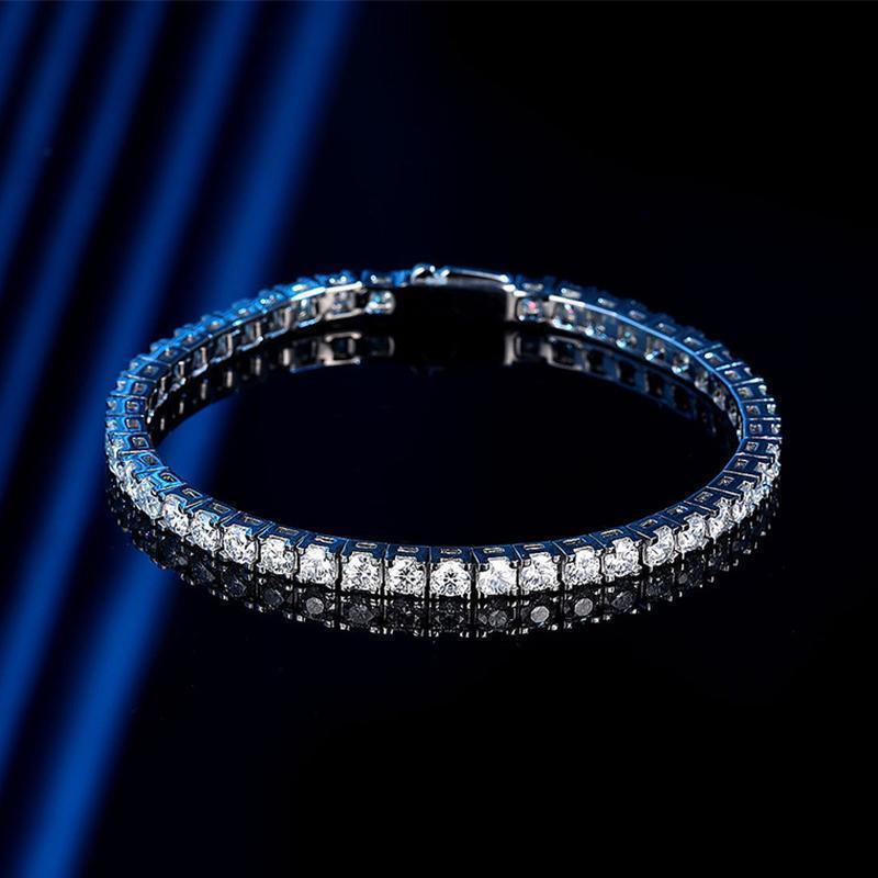 EWYA Real GRA Certified D Color 3mm 0.1CT Full Moissanite Tennis Bracelet For Women S925 Silver Diamond 14-23cm Link Bracelets