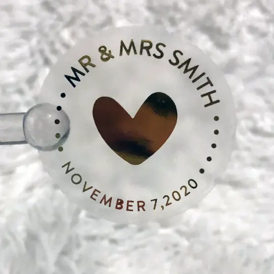 Round Foil Wedding Favor Labels - Rose Gold, Gold, Silver or Black