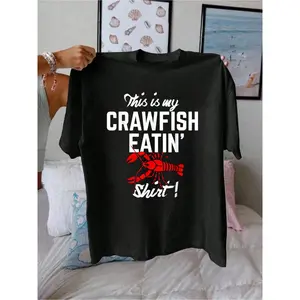 100% Cotton Crawfish Eating Shirt Cajun Boil Festival Party Men Women T-Shirt graphic tees men crop tops summer outfits for men summer tops T-Shirt