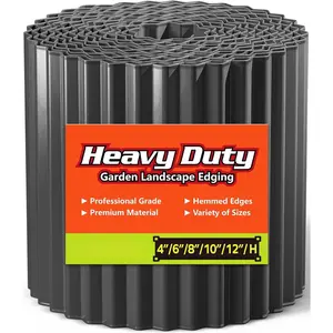 Corrugated Metal Garden Edging 8" x 20Ft, Landscape Edging Border for Lawn, Flower Bed, Garden Fence, Paver Edging (Graphite)