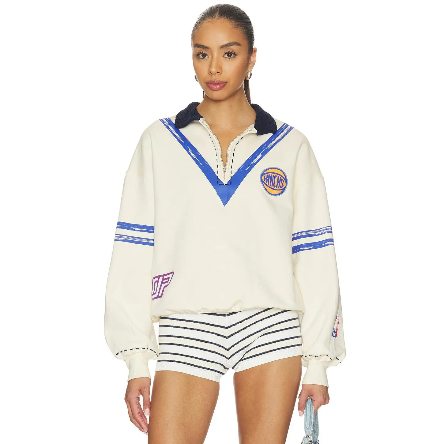 DANNIJOPRO The Letterman Pullover in Ny Knicks NY Knicks DANNIJOPRO The Letterman Pullover in Ny Knicks NY Knicks
