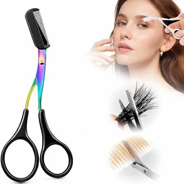 Eyebrow Trimmer Scissor,Eyebrow Trimmer for Women Men,Eyebrow Scissors with Comb,Non-Slip Eyebrow Cutter Eye Brow Razors,Eye Brow Shaper Trimming Scissors Makeup Tool (Black)