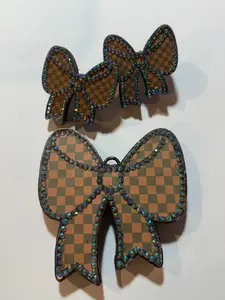 Brown Checkers Bow Set - Black Coconut