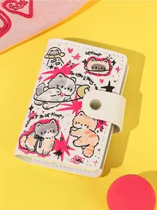 Cute Cartoon Cat Pattern Card Holder, Multi Card Slot Card Holder, Large Capacity ID Card Holder, Casual Versatile Holder for Women, Credit Card Holder