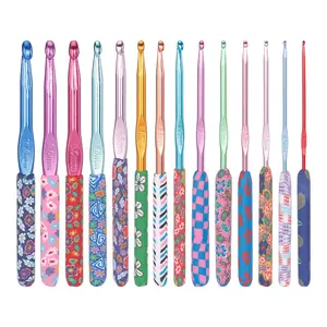 14pcs DIY Crochet Hook Set, Colorful Printed Handles, Ideal for Knitting Sweaters, Gloves, Scarves, Home and Travel Use