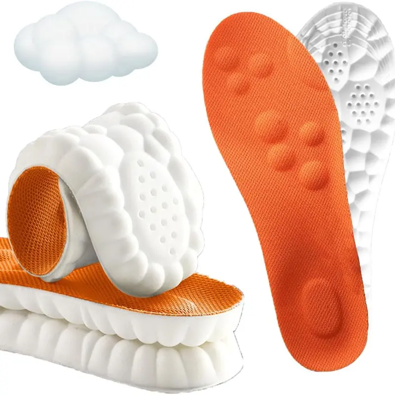 Men's 4D Cloud Technology Foam Insoles - Extra Thick, Soft Cushioned, Shock Absorbing Honeycomb Form-Fitting Footbed & Heel Liners, Sport Ergonomic Foot Pain Relief, All-Season Stable Shoe Inserts
