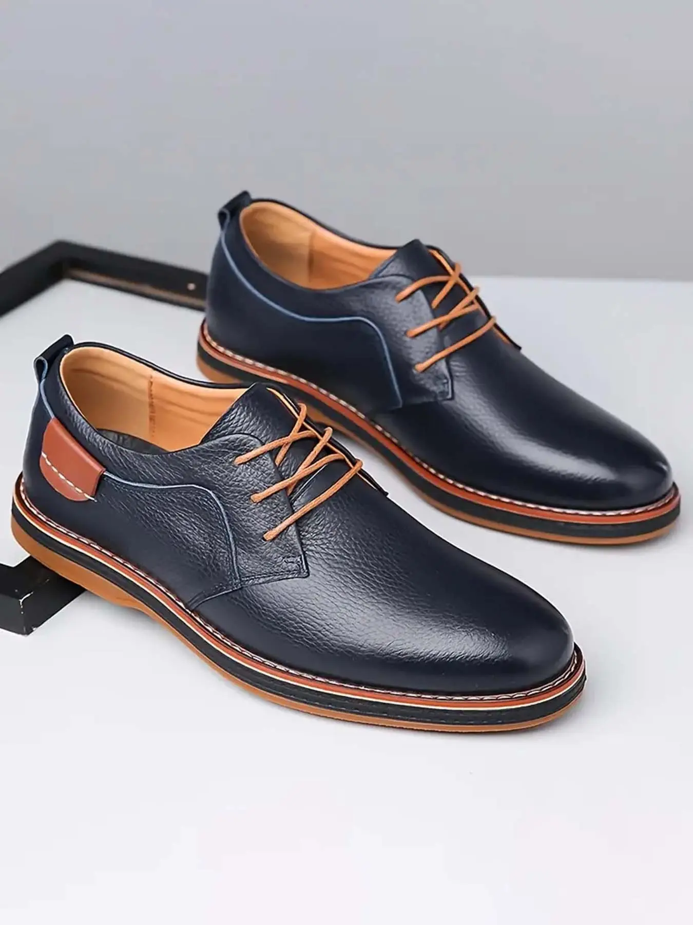 Men's Large Size Breathable Business Casual Shoes, Anti-Slip Rubber Durable Classic British Style Wedding Shoes, Office Formal Shoes, Formal Oxfords, All Seasons, Business Style Footwear, PU Leather Footwear