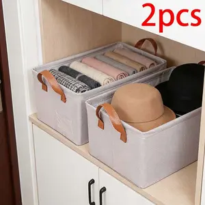 2 Pack Storage Boxes, 17.44 Gallon Stackable Design Laundry Box, Rigid Foldable Oxford Fabric, Zipper Closure, Reinforced Handle, Metal Frame