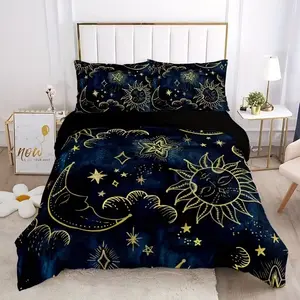 3-Piece Set Mystery Stars Sun Moon Duvet Covers, Decorative Duvet Cover, Duvet Cover Sets, High-Definition Digital Print, Soft & Cozy Bedding, Bedroom Bedding Set, Perfect Gift Idea