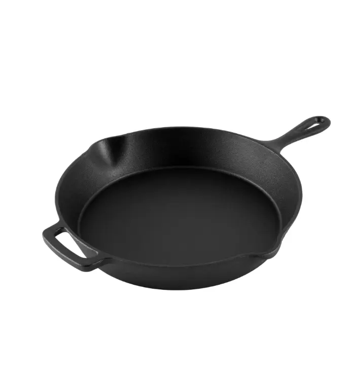 12-Inch Black Cast Iron Skillet with Handle, Kitchen Cookware Pot