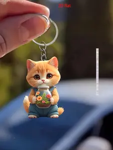 2D flat acrylic one piece (cute cat) keychain, keychain - acrylic personalized decoration, Easter design creative pendant, gifts for friends who like decoration, suitable for home and holiday decoration, perfect for birthday and party gifts