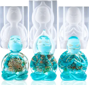 3 pcs Sea Turtle Meditation Resin Molds, Flexiable & Easy Clean Epoxy Resin Molds, Cute Zen Yoga Statues Decor for Resin Casting, Soap, Candle, Flowers Preservation, Beach Decor - LET'S RESIN