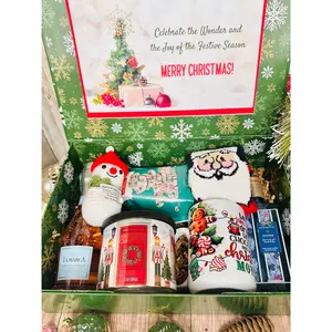 Deluxe Christmas Holiday Gift Box – Mug, Candle, Ornament, Socks, Treats & Winter Essentials