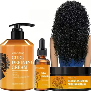 A set of 3 curls styling cream, including 280ml curls styling cream, 100g curls cream, and 30ml hair oil, rich in Moroccan argan oil. It provides long-lasting frizz control, elasticity and fluffiness, moisturizing, suitable for waves and curls